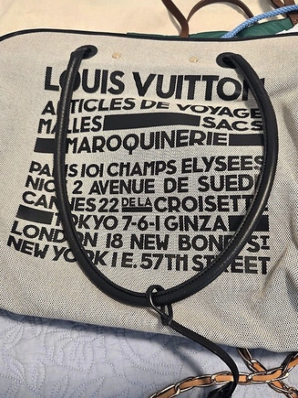 Louis Vuitton Articles de Voyage Cabas GM Tote in Cream & Black